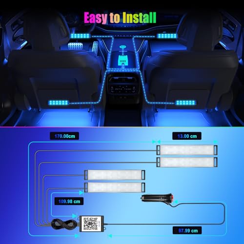 Accesorios coche interior LED para renovar el habitáculo con modo música de 12V 6
