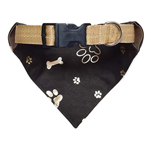 Hundehalstuch mit Halsband Verstellbar Halstuch in grau/silber oder braun/gold optional mit Wunsch Namen bestickt Tuch