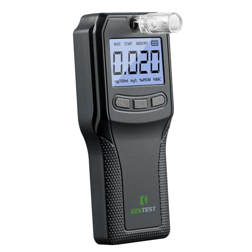 Breathalyzer, Alcohol Tester with Fuel Cell Sensor, Police-Grade Alcohol Breathalyzer Tester for Home Health Use, with 10 Mouthpieces (Black)