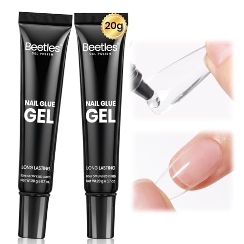 Beetles 2Pcs*20g Solid Nail Glue Gel, Tipex Soft Nail Tips Glue