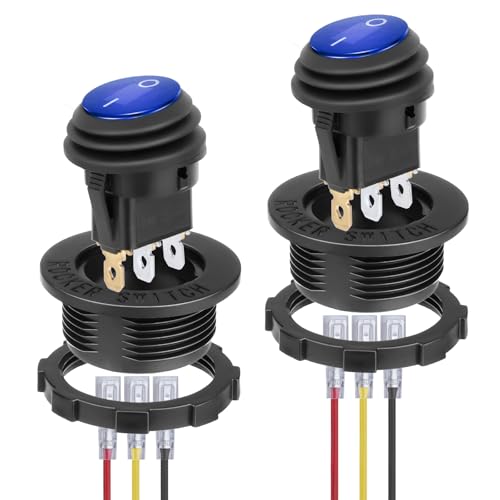 Image of BFXM Round Rocker Switch, Toggle Switch 12V, On Off Switch, SPST 3 Pin | Waterproof LED Lighted Automotive Power Switch, Marine Toggle Switch ,Automotive Replacement Electrical System Switches