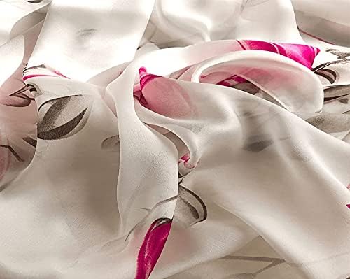 Image of Floral Printed Silk stole | silk Scarf for Women | stylish silk stole for women | Soft Lightweight Stole, Shawl & Neck Wrap | Scarf for Wedding, Party, Travel & Casual Wear