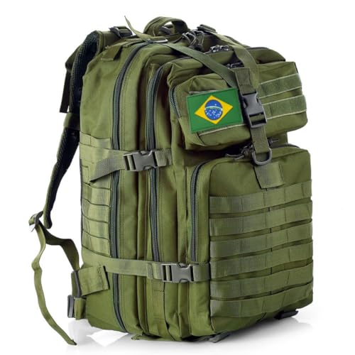 THURAM Mochila Técnica 50L Multiuso, Sistema Modular de Fixação, Grande Capacidade para Trilhas, Acampamentos e Aventura - Impermeável e Resistente para Atividades ao Ar Livre (Verde Escuro)