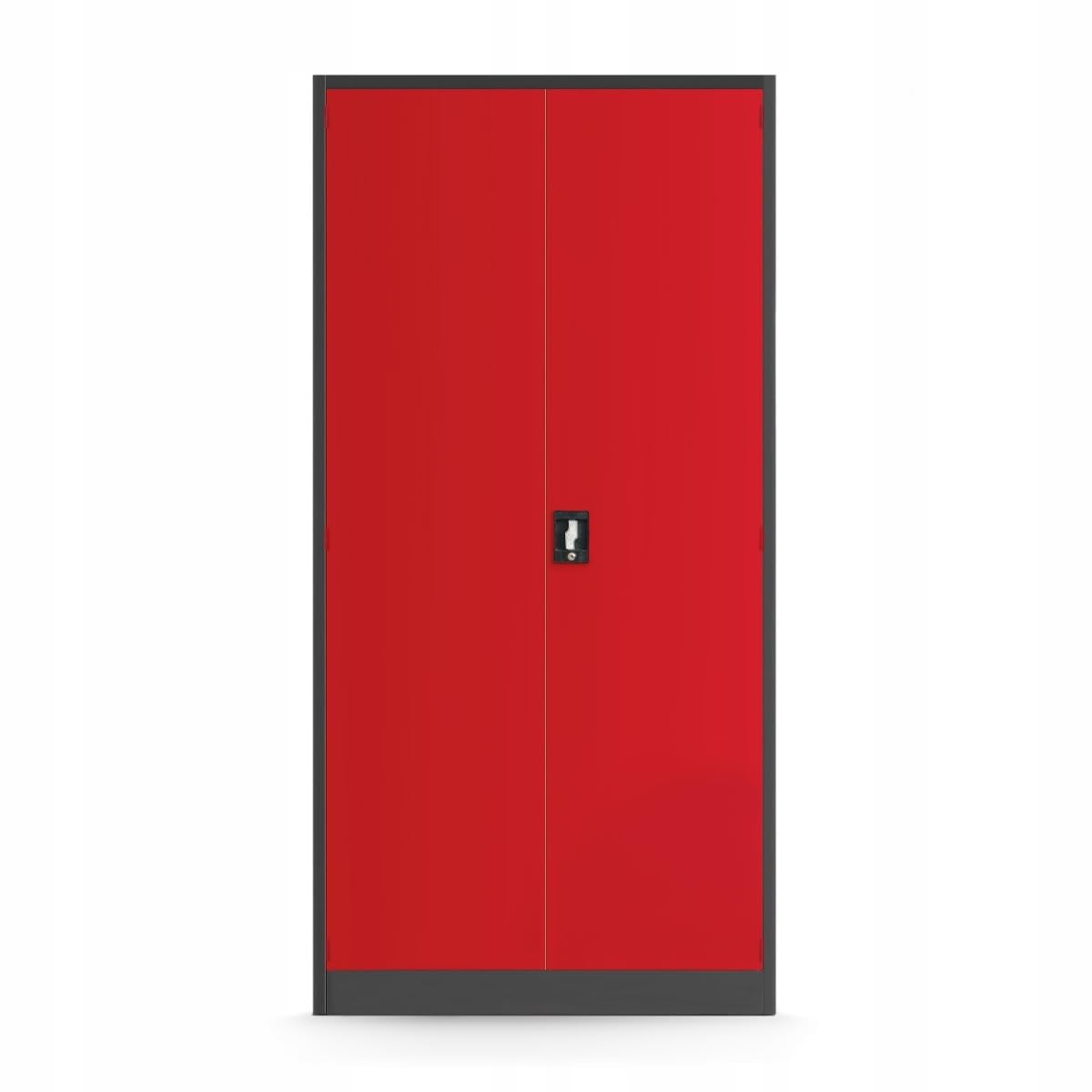 Jan Nowak by Domator24 Werkzeugschrank TC007 Werkstattschrank Garagenschrank Universalschrank Lagerschrank Pulverbeschichtet Flügeltüren Stahlblech 185 cm x 92 cm x 50 cm (anthrazit/rot)