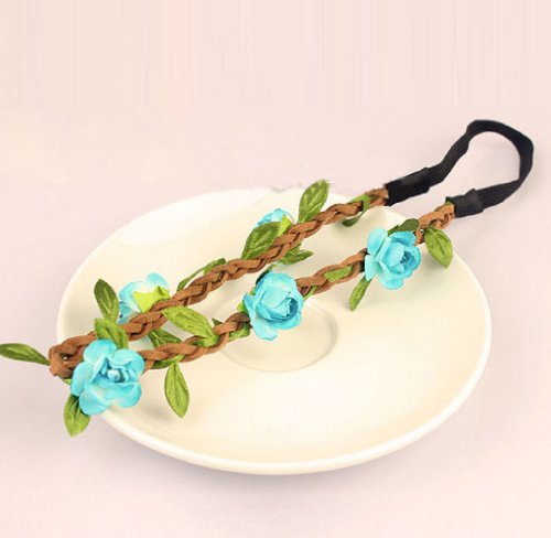 Amcctvshop fashion 1pc Retro Seaside Beach Flowers Hair Band (Blue)
