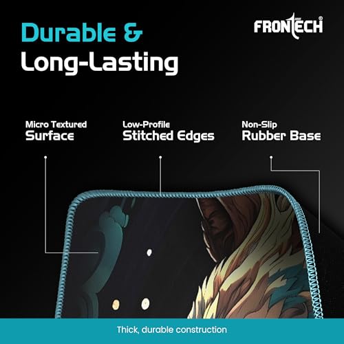 Image of FRONTECH Gaming Mouse Pad | 300mm x 250mm x 2mm | Ultra-Smooth Micro-Textured Surface | Non-Slip Rubber Base | Stitched Edges (MSP-0063 Blue)