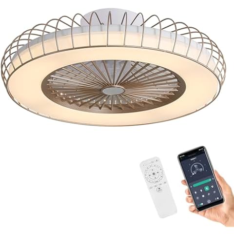 YATON 20" Low Profile Ceiling Fan with Light, Modern Cage Flush Mount Ceiling Fan LED 3-Dimmable Light Remote & APP Control, 6-Speed Reversible DC Motor, Timer, Fan Light for Bedroom, Kitchen, Living Cover