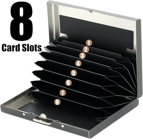 Black RFID Blocking Metal (Unisex) Card Holder (Black (8 Slots)4