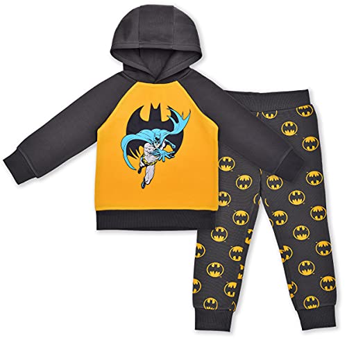 Warner Bros. Boy's 2 Pack Batman Pullover Hoodie and Jogger Pant Set, Yellow, Size 2T
