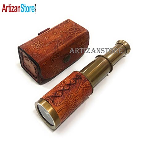Mini Pirate Spyglass Telescope Brass Collapsible Hand Telescope Vintage Telescope Pirate Decor Brass Decorative Gifting Spyglass For Kids Travellers Adventure Enthusiasts, Collectible 6'' #TOP5