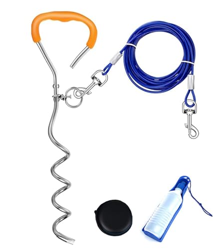 Dog Tie Out Cable and Stake, Tie Out Stake with 5m Runner Leadï¼Œpet Lead for Yard Outdoor and Camping for Small to Medium Pets
