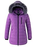 wantdo Women's Plus Size Coats Long Winter Jackets with Hood Purple 4X