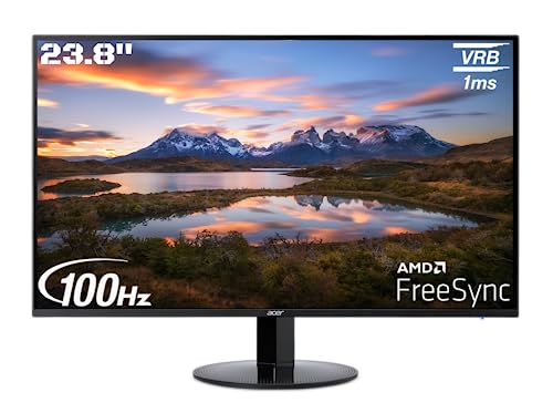 Acer SA241YH 23.8 Inch Full HD VA Panel Ultra Thin LCD Monitor with LED Back Light I 100 Hz Refresh I 1 MS VRB I Frameless I AMD Free Sync I Eye Care Features I VGA & HDMI I Stereo Speakers (Black)