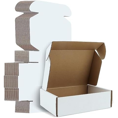 20-Pack 12x9x3 Shipping Boxes for Small Business, White Corrugated Cardboard Mailer Boxes for Shipping Mailing, 3 Layers Corrugated Cardboard Boxes for Shipping Packing Storaging Literature Mailer Cover