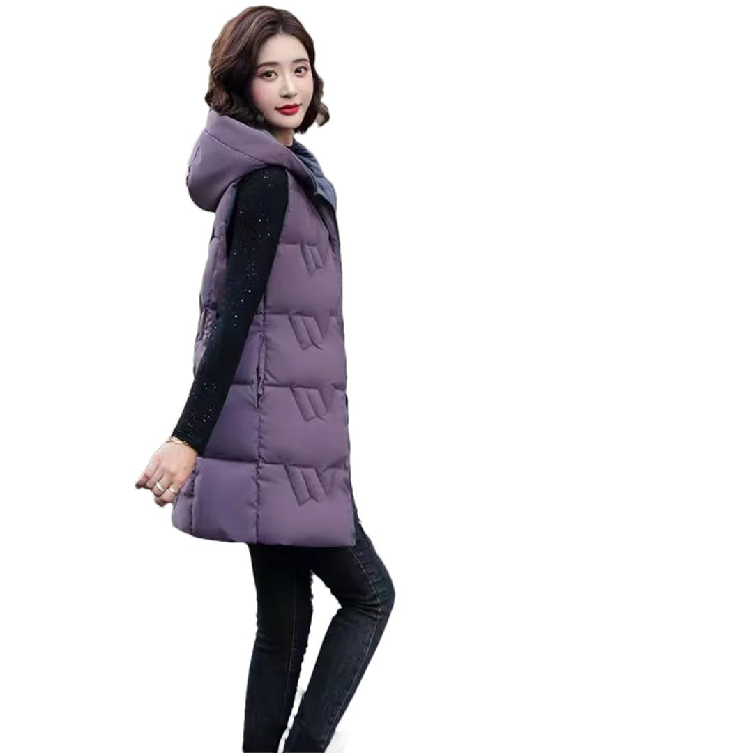 Gilets Sans Manches Pour Femmes Veste Rembourrée À Capuche Manteau À La Mode Hiver