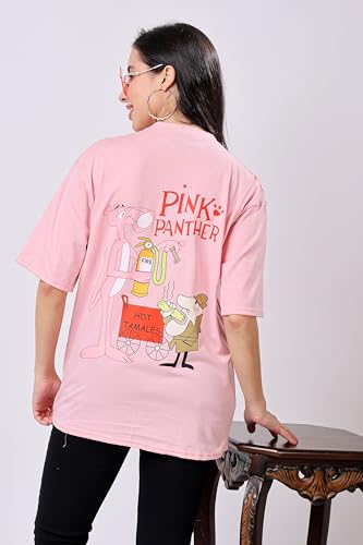 Image of TQH Women's Casual Printed Round Neck, Oversized Longline Drop Shoulder Boho Style T-Shirt