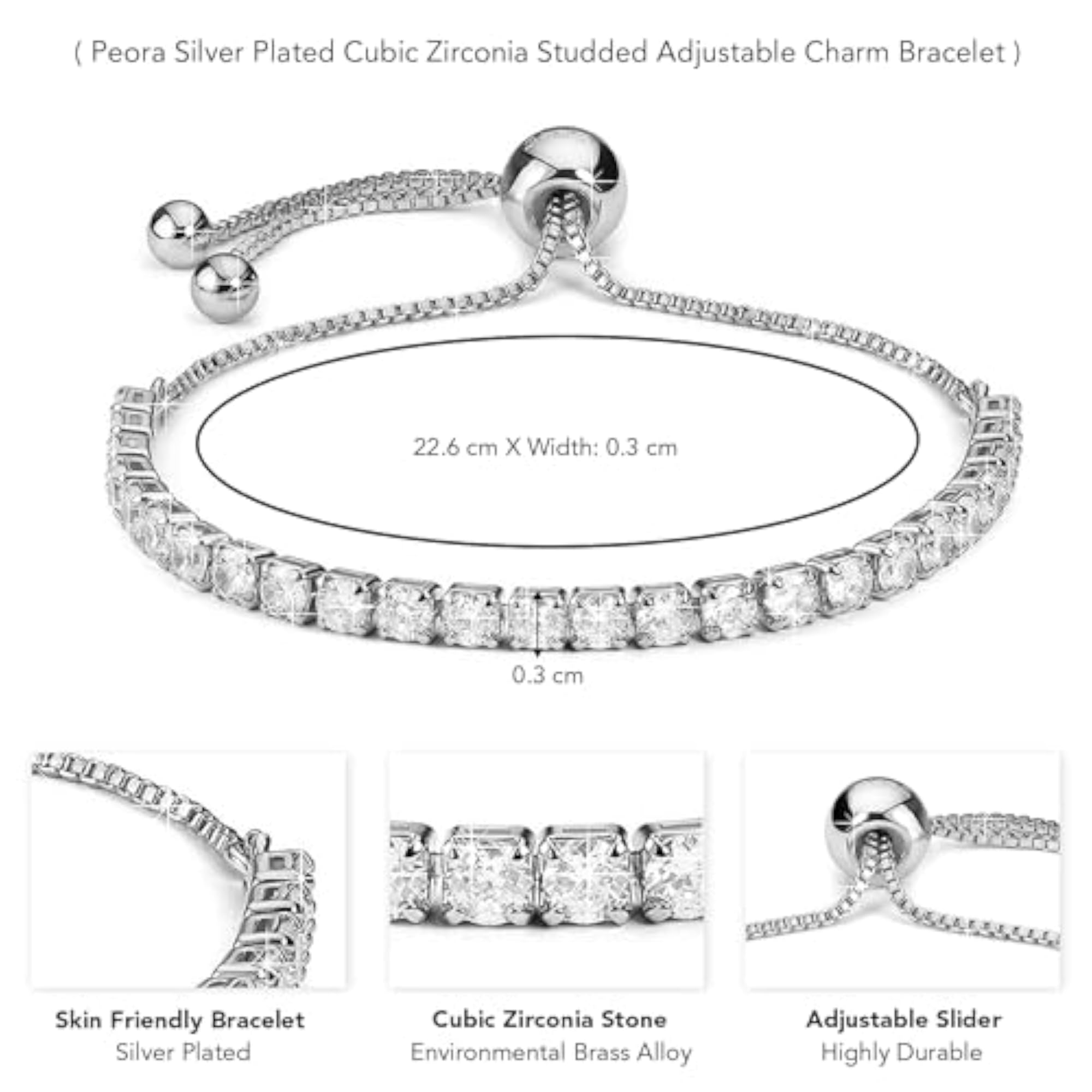 Cubic Zirconia Studded Adjustable Tennis Bracelet, Stylish Gift