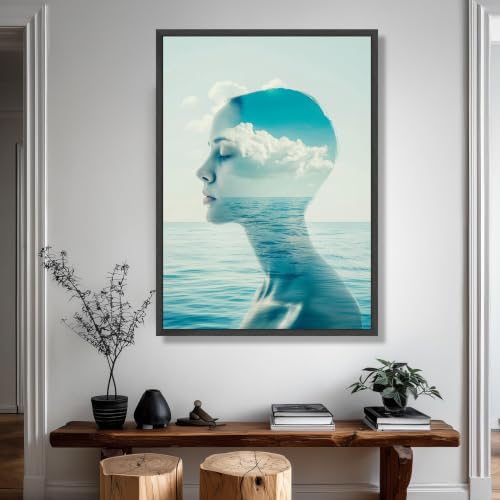 Affiches abstraites profil de femme mer tranquille TONGYINLI 70x100cm - 2