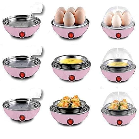 Image of Egg Boiler Instant Egg Boiler for Steaming, Poacher Single Layer Egg Electric Automatic Off Boil upto 7 Eggs Automatic Off Egg Poacher for Steaming, Cooking, Boiling and Frying (Multi Color)