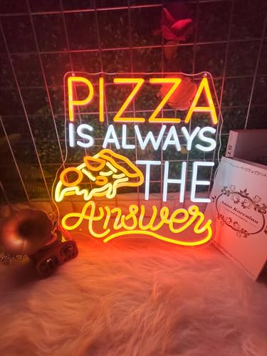 Image of Pizza Is Always The Answer Neon Sign, Dimmable LED Neon Light Art Decorative, Pizza Led Light Neon Signs for Wall Decor