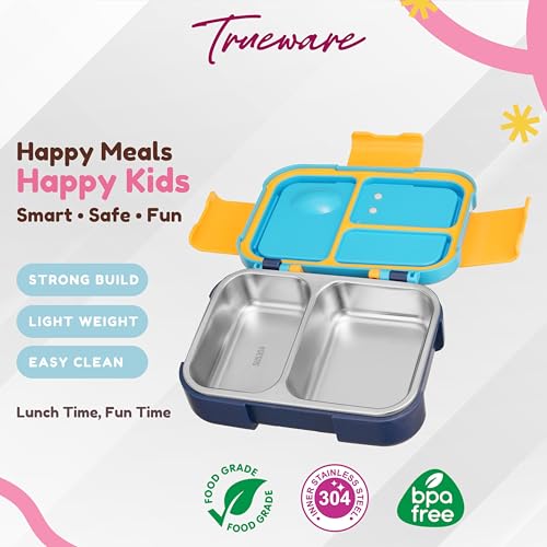 Image of Trueware Galaxy 2 304 Stainless Steel PU Insulated Lunch Box with Two Compartment BPA Free, Food Grade Ideal for School, Picnic, Office & Outdoor - 530ml