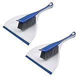 CELOX 2 Pack Dustpan and Brush Set, Comfort Grip Dust Pan, Lightweight Mini Hand Broom, Multi Functi