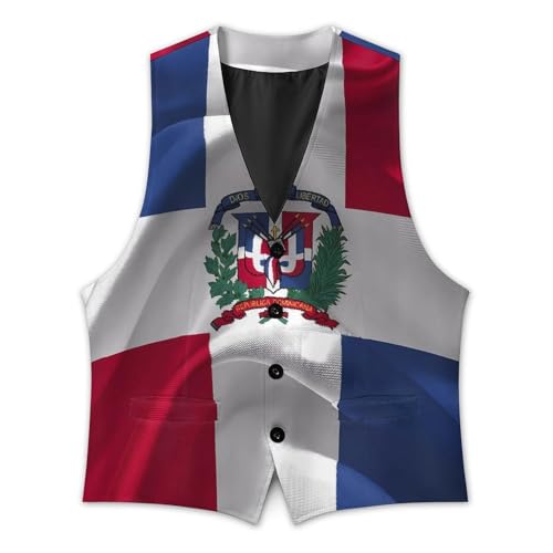 Dominican Republic Flag Casual Suit Vest for Men Formal Business Dress Regular Fit Waistcoat for Tuxedo2