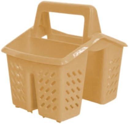 4 Compartment Plastic Sink Tidy Filter Cutlery Drainer Caddy with Handle (Beige)