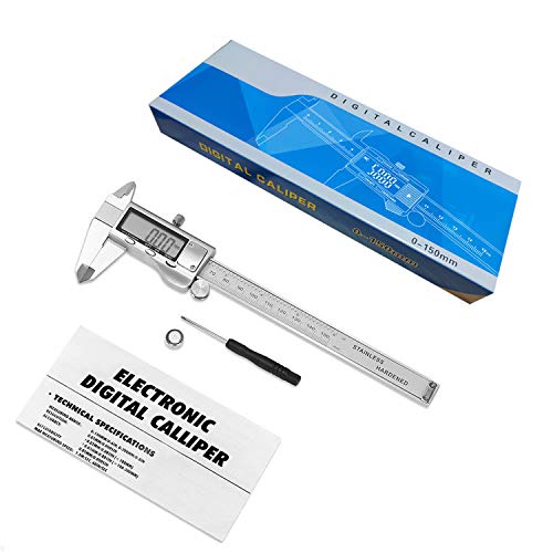 Electronic Digital Vernier Caliper, LOUISWARE Stainless Steel Caliper 150mm/0-6 inch Measuring Tools with Extra-Large LCD Screen, inch/Metric Conversion