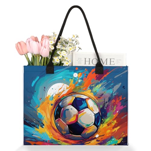 Colorful Soccer Balls Tote Bag for Women Large Beach Bag Reusable Tote Bags for Work Travel Beach Shopping3