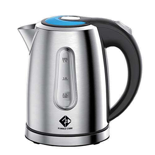 Family Care Hervidor de Agua Eléctrico, calentador de agua eléctrico, Acero inoxidable, capacidad 1,7L, potencia 2200 W