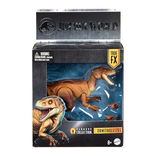 Image of Mattel Jurassic World Hammond Collection Dinosaur Action Figure Ornitholestes, Premium Design with Realistic Eyes, 18 Articulated Joints & Extra Hands