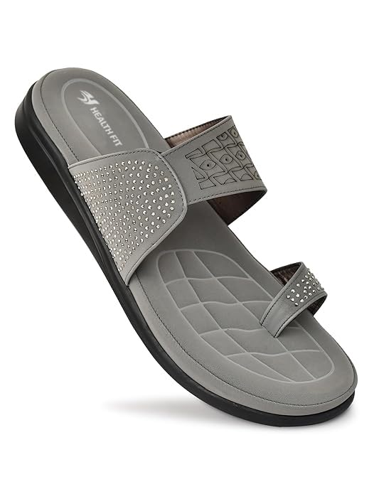 Image of HEALTH FIT EXTRA SOFT Women's Comfortable Memory Foam Doctor Slippers /Flip-Flops|Fashionable Casual & Stylish|Lightweight & Breathable|Outdoor Synthetic Casual Chappals Sandals Ladies & Girls HF24
