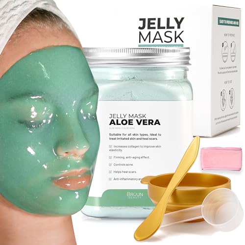 BRÜUN Jelly Mask Jar Aloe Vera Peel-Off Face Care Rubber Mask, 652 g (Pack of 1)
