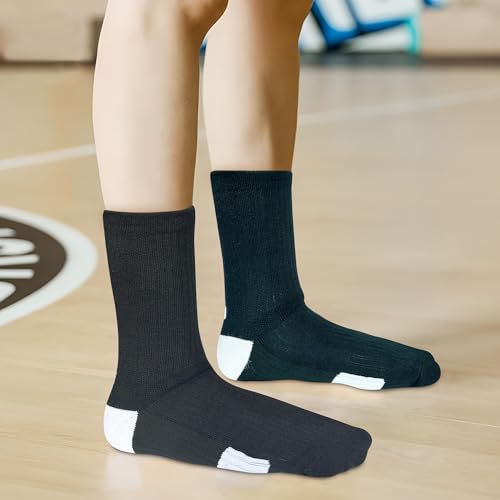 JHM Kids Athletic Sport Crew Socks for Baseball Soccer Basketball Running For Ages 4 to 162