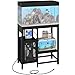 MAHANCRIS 20-37 Gallon Fish Tank Stand, Aquarium Stand with Power Outlet and Storage Cabinet, Heavy Duty Tank Stand Suitable for Turtle Tank, Reptile Terrarium, for Home Office, Black FTHB40E01