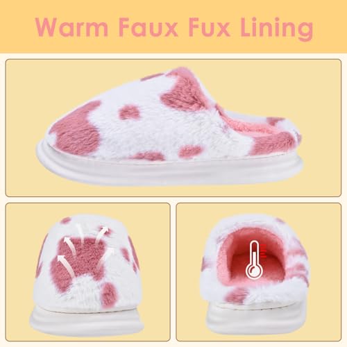 Fuzzy Plush Slippers for Women Men, Non-Slip Fluffy Winter House Shoes, Indoor Soft Warm Faux Fur Lining Bedroom Slides3