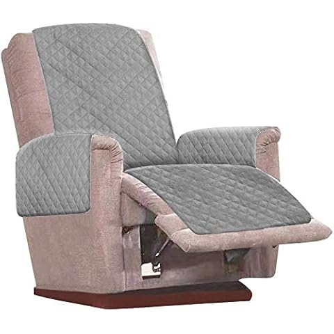 Armchair Covers, Recliner Chair Cover Mat Anti-stains Solid Color Chair Sofa Cushion Cover Protect Anti Slip for Pets with Elastic Band Furniture Protector Armchair Slipcover (Grey) Cover