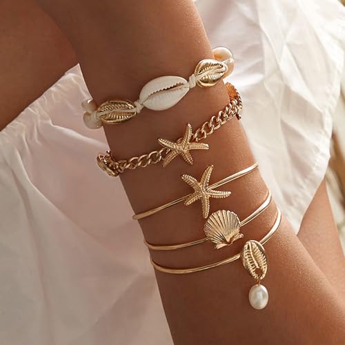 Gold Jewelry Set for Women,53 PC Gold Plated Jewelry Set with 9 Necklace, 9 Bracelet, 25 Ear Cuffs Earring, 5 Ankle Bracelets ,2 Rings and 3 Belly Button rings for Women Valentine Anniversary Birthday Gifts4