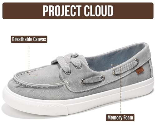 Image of Project Cloud Canvas Sneakers for Women - Memory Foam Slip On Shoes Women Footwear - Lightweight and Non Slip Fashion Sneakers (Seasalt)