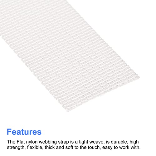 Image of MECCANIXITY Flat Nylon Webbing Strap 1 Inch 10 Yards White for Backpack, Luggage-rack