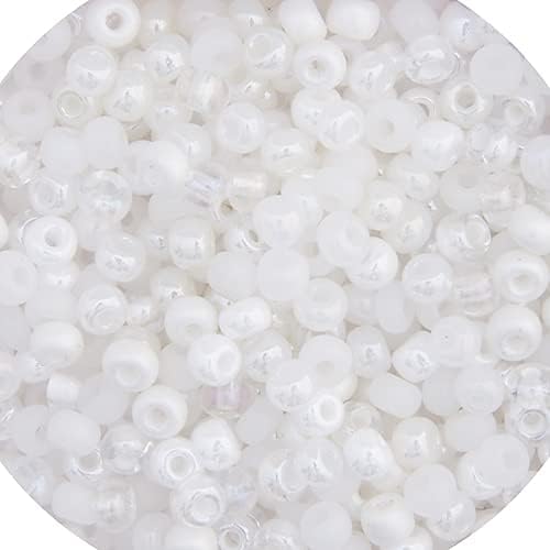John Bead Czech Glass Seed Beads 6/0 Pearl Multi White Mix 22Grams Beads for DIY Arts Crafts Jewelry Bracelets Necklaces Earrings Making