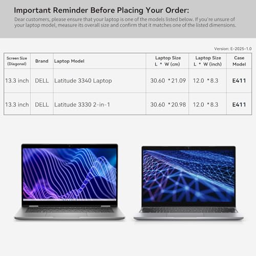 Image of Smatree 13.3 inch Laptop Sleeve for DELL Pro 13 Plus PB13250 or 2-in-1 | for 13.3 inch DELL Latitude 3340 /3330 /7340 or 2-in-1,Laptop Case with Accessory Pocket,Patented Shockproof Design (E411)