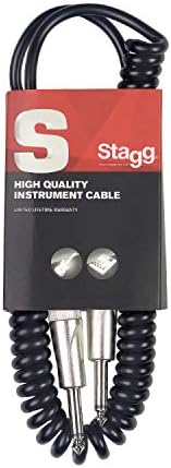 Stagg 20ft. S-Series, phone-plug/phone-plug, standard Instrument coiled cable