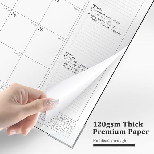Image of Ospelelf Desk Calendar 2026-2027 Large 22 inchx17 inch Monthly Family Planner Pad with Protective Cover 18 Months Use July 2026 to December 2027 Black