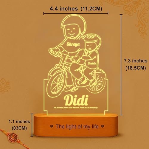 ZOCI VOCI Rakhi Gift for Brother and Sister Or Siblings Acrylic Personalized Engraved LED Name Lamp | Unique Gift for Rakshabandhan (Didi's Mentorship Tribute, Lamp Only)