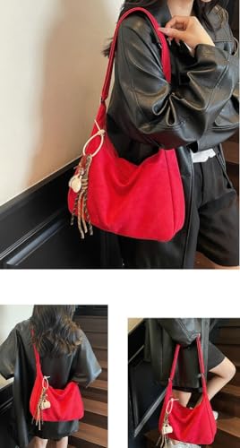 Slouchy Suede Hobo Bags Women Underarm Shoulder Bag Crescent Crossbody Purses Satchels Travel Top-Handle Tote Handbag 20253