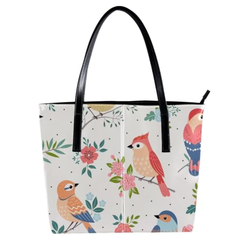 Sac fourre-tout pour le travail et les voyages avec des motifs nature de fleurs et oiseaux