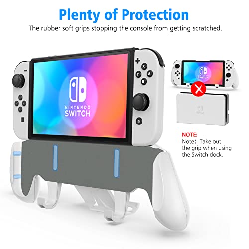 Image of OIVO Switch Grip with Upgraded Adjustable Stand, Asymmetrical Grip with Adjustable Stand and 5 Game Slots-4 Thumb Caps Included, white