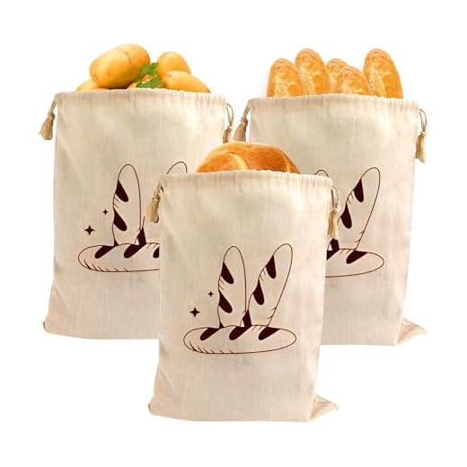 ZSMJAER Bolsa de lino de algodón, 30 x 40 cm, juego de 3 bolsas de pan de algodón, bolsas de pan de tela para muebles de cocina, perfecta para conservar bien su pan y pasteles